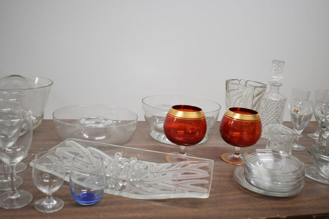 Group of Assorted Colorless Glass Table Articles (1 of 9)