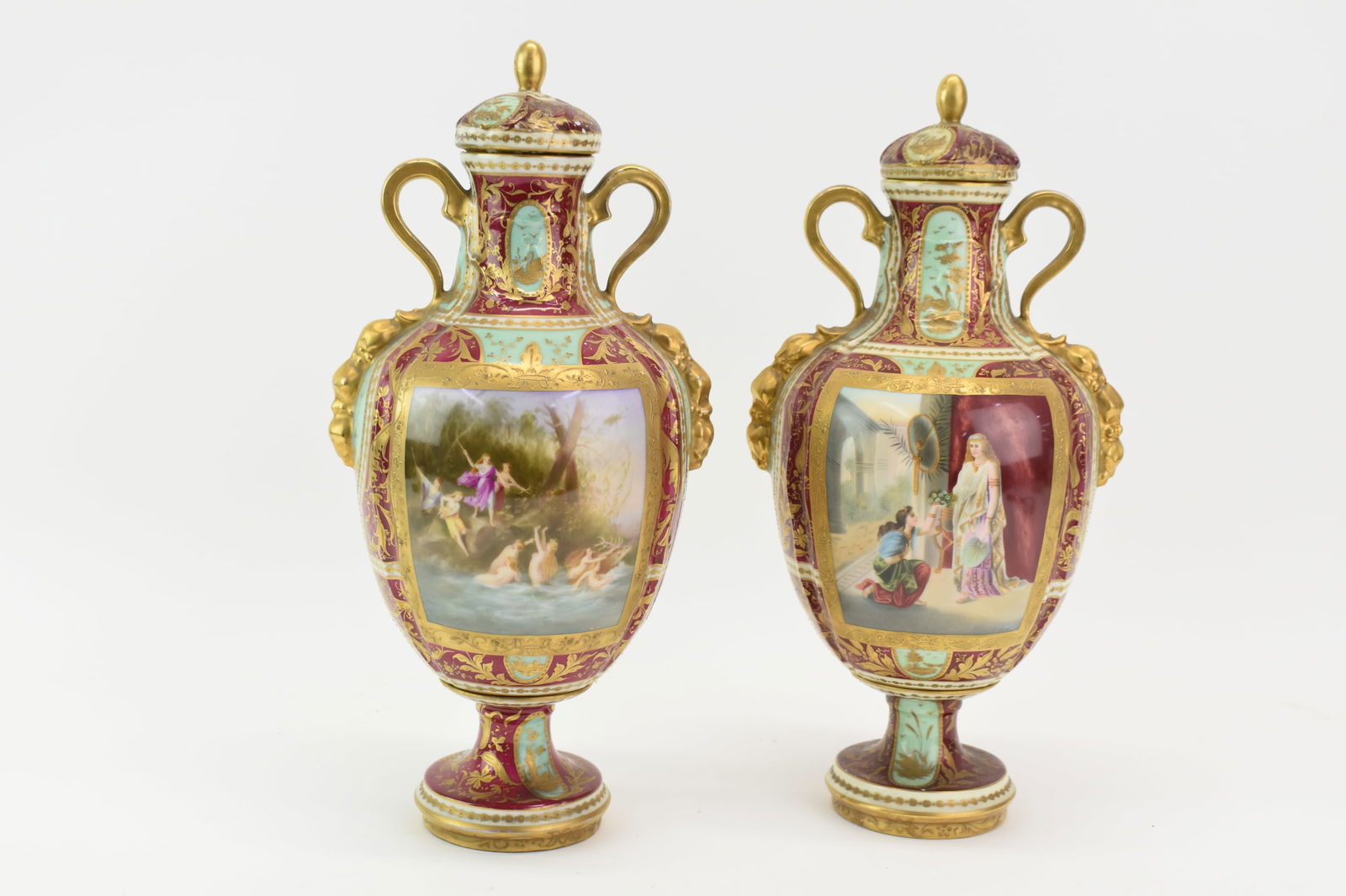 Pair of Austrian Portrait Urns with Gilt Decoration (1 of 19)