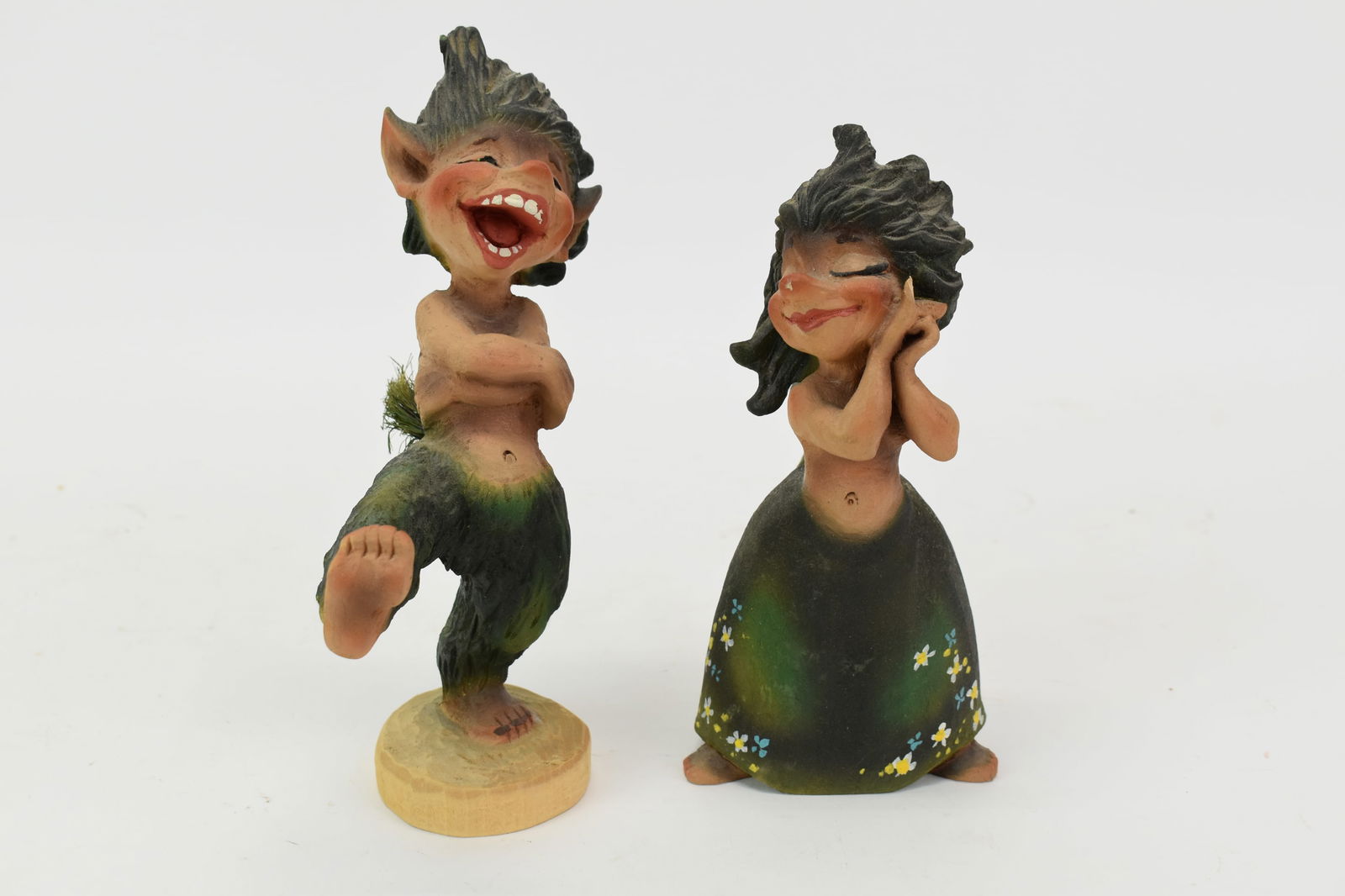 Pair of Henning Carved Wood Troll Figures (1 of 7)
