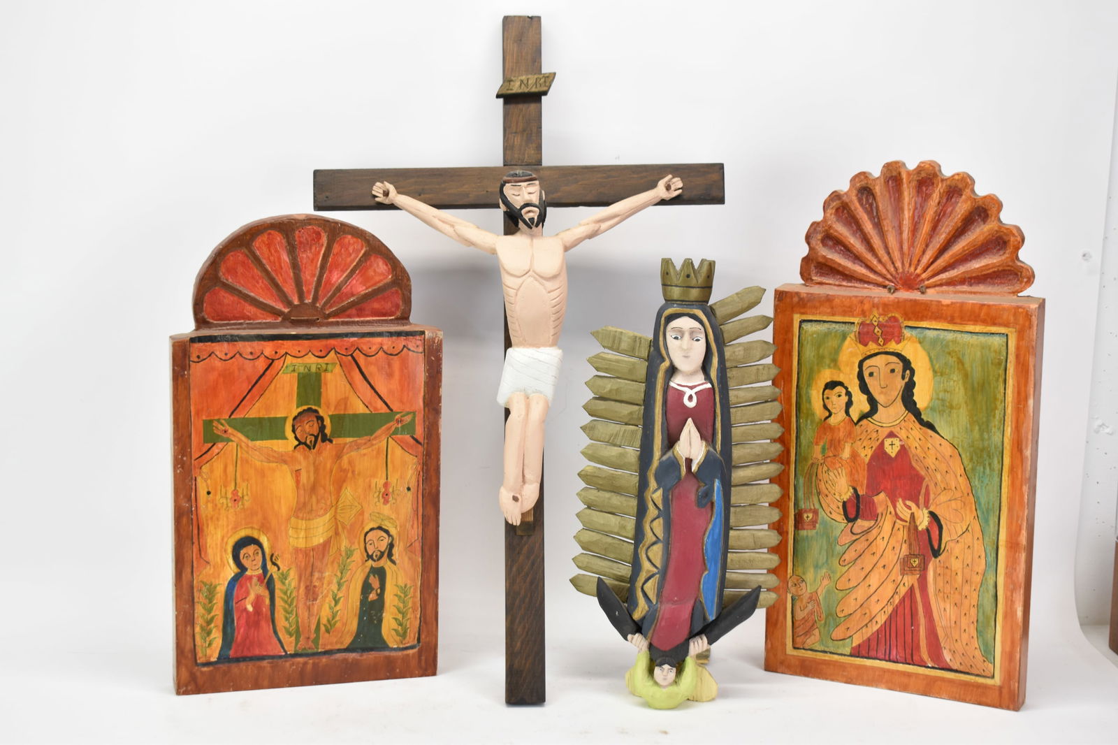 Three Ernie Lujan, Carved and Painted Wood Religious Sculptures (1 of 6)