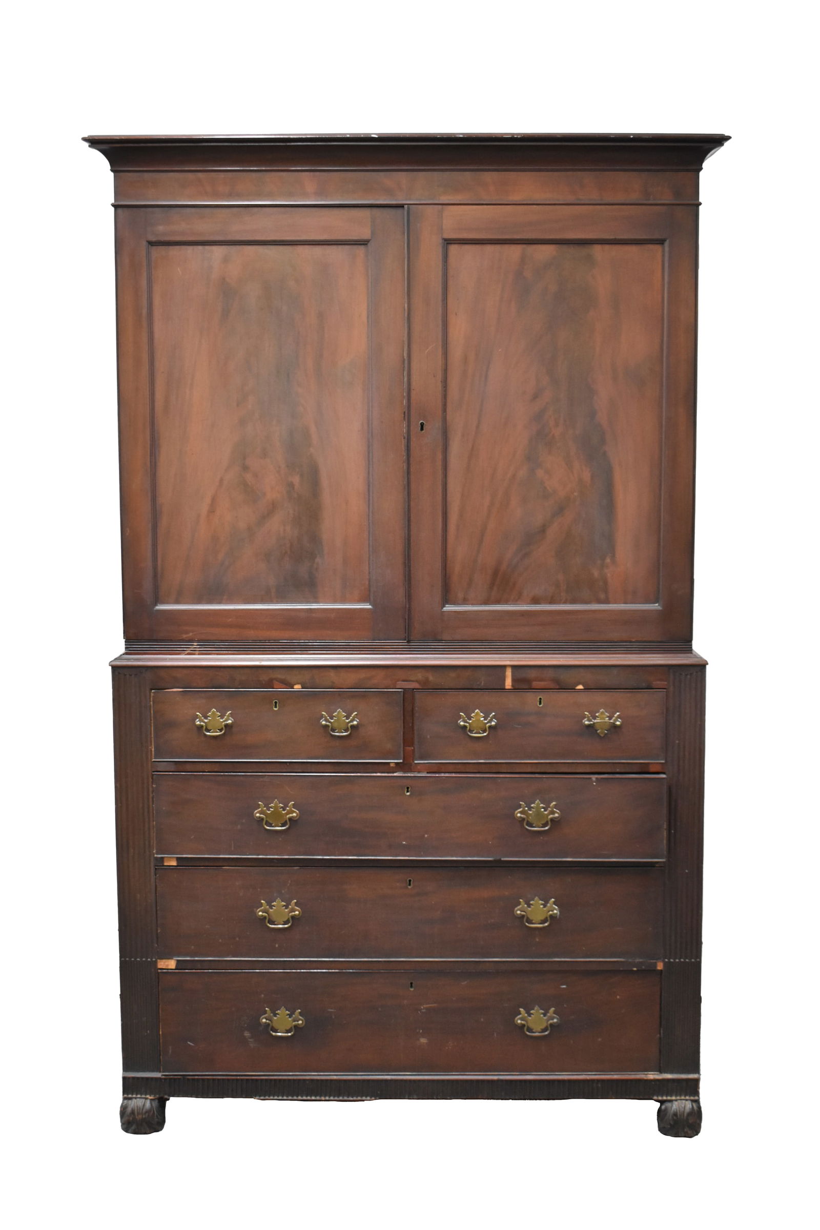 Antique Mahogany Two Part Linen Press (1 of 10)