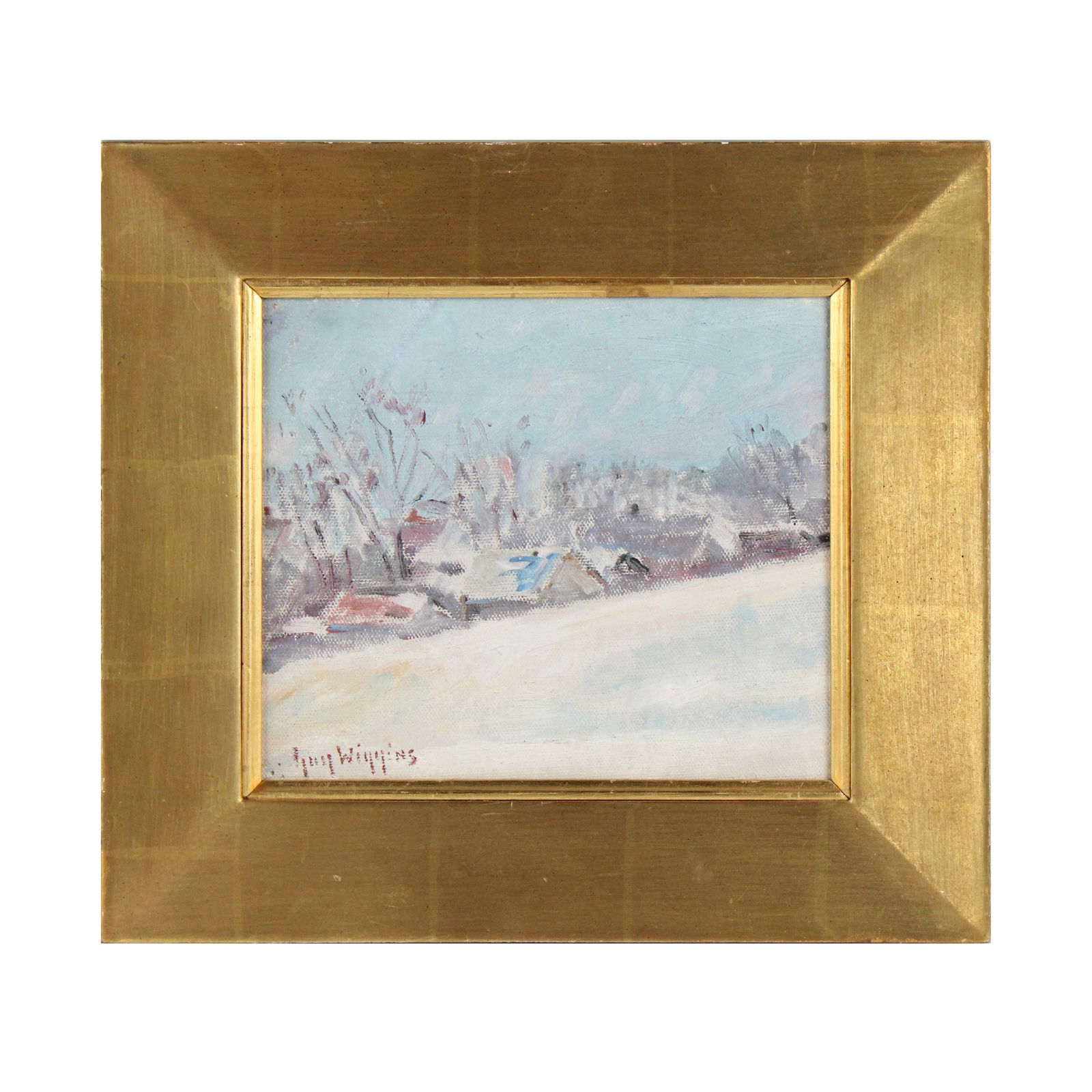 Guy Carleton Wiggins, American 1883-1962, Winter Scene, Oil on Canvas: Guy Carleton WigginsAmerican, 1883-1962Winter SceneOil on CanvasSigned l.l.Sight: 8 x 9 1/4 in. (20.3 x 23.5 cm.), Frame: 13 x 14 1/2 in. (33 x 36.8 cm.)