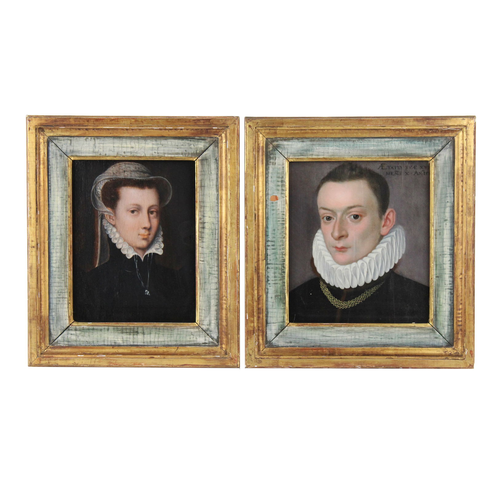 Manner of Francois Clouet, French 1510-1572, Pair of Portraits, Oil on Board: Manner of Francois ClouetFrench, 1510-1572Pair of PortraitsOil on BoardProfessionally restored in 1965 by Hillard Shar of Julius Lowy, New York, NY.Provenance: Gallery Lasson, London, 22nd September 1