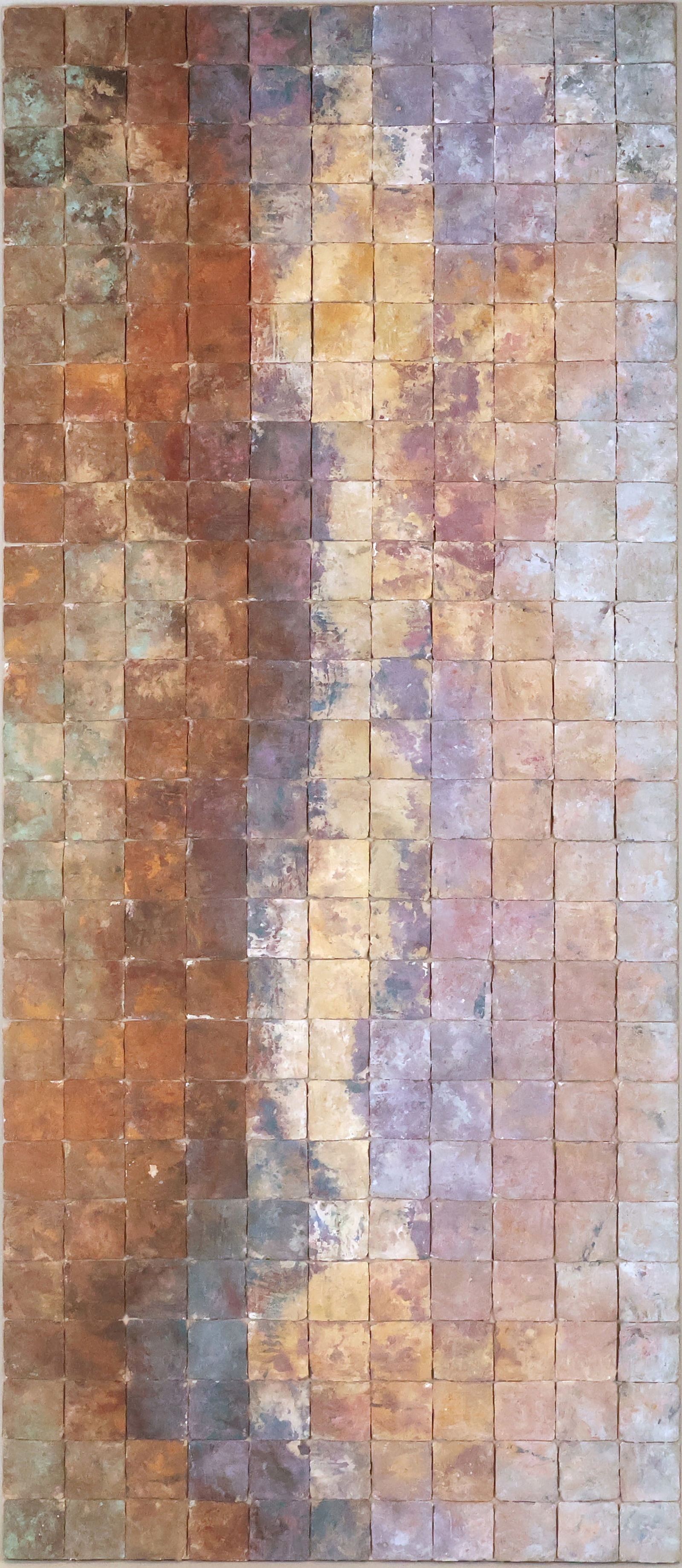 Contemporary Abstract Ombre Tile Art: Contemporary Abstract Ombre Tile ArtSigned illegibly and dated 1983 verso.Some wear.29"h x 5'8-1/2"w