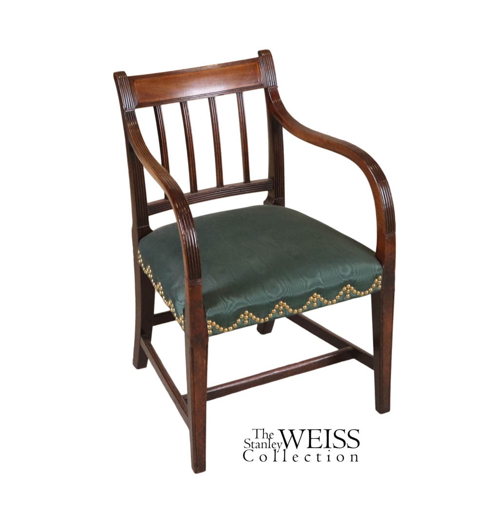 Regency Mahogany Armchair: Regency Mahogany Armchair English, ca. 1810. Provenance: The Stanley Weiss Collection Literature: www.stanleyweiss.com 32"h x 20-3/4"w x 21-1/2"d