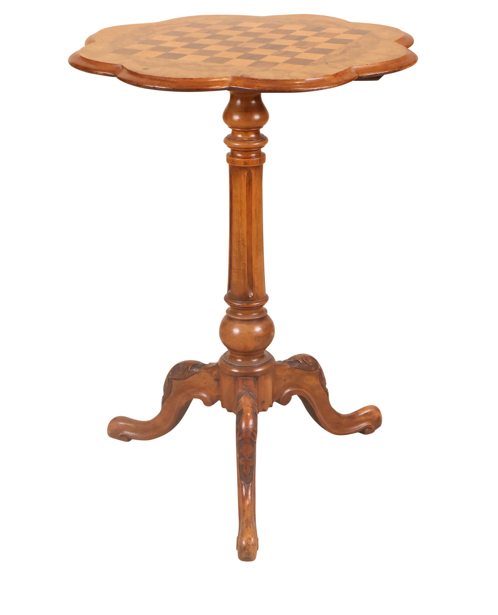 Victorian Gameboard-Inlaid Walnut Candlestand (1 of 8)