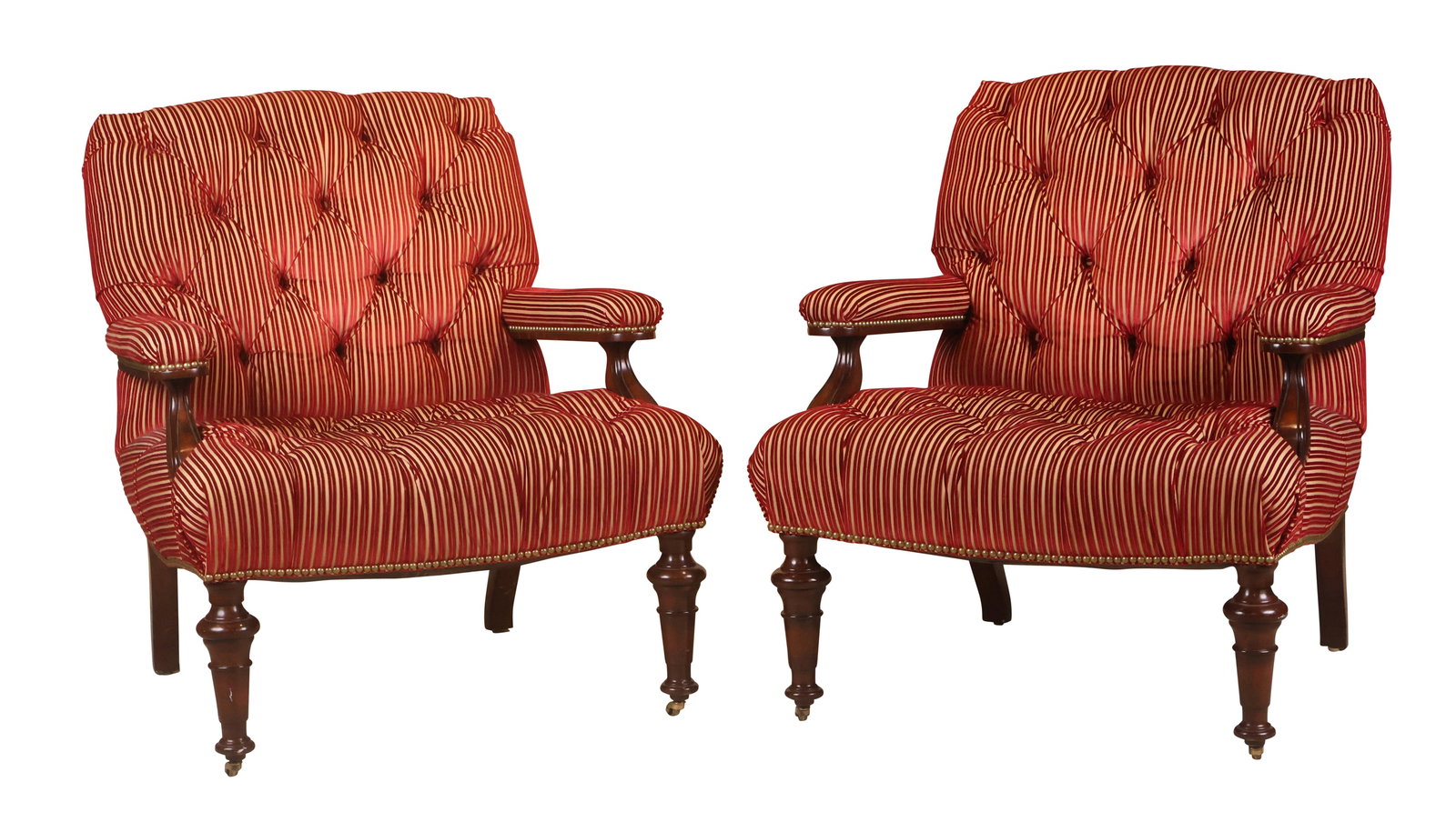 Pair of Victorian Style Mahogany Library Chairs (1 of 9)