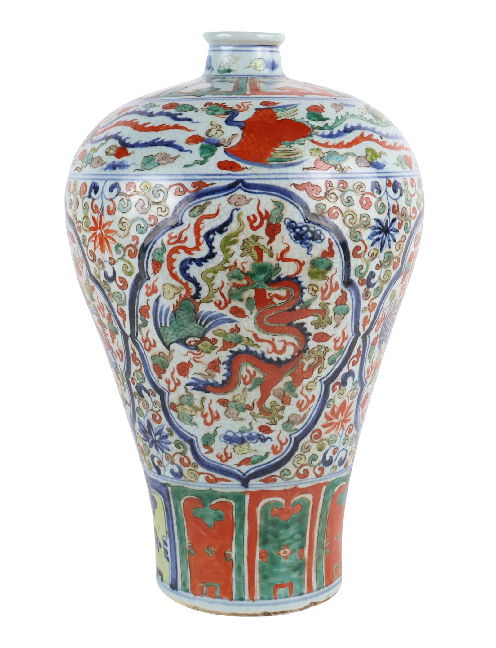 Chinese Wucai Meiping Floor Vase (1 of 11)