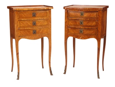 Pair of Louis XVI Style Inlaid Kingwood Chiffonniere