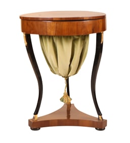 Neoclassical Part-Ebonized, Parcel-Gilt Mahogany Sewing Table