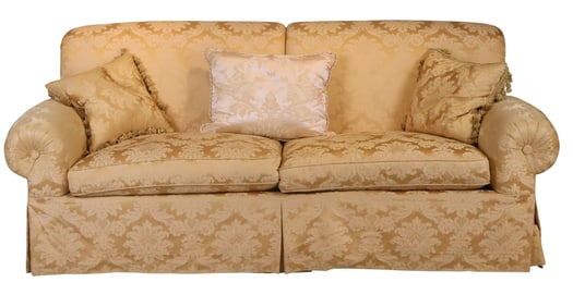 Custom Contemporary Damask Upholstered Sofa