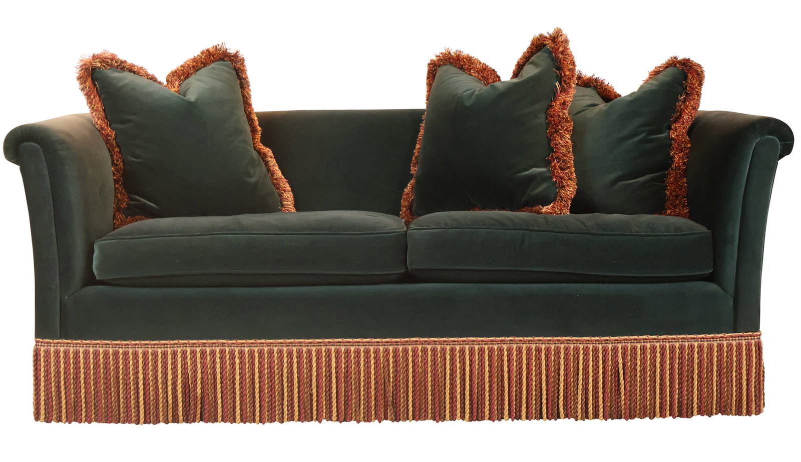 Custom Contemporary Green Velvet Upholstered Love Seat (1 of 8)