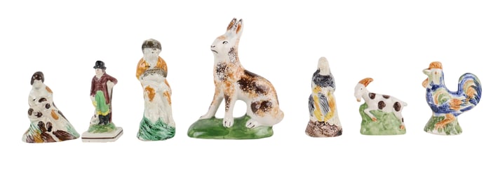 Seven Staffordshire Porcelain Figurals