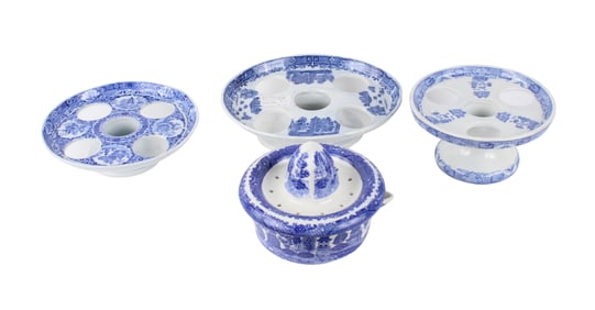 Three English Pearlware Porcelain Egg Stands