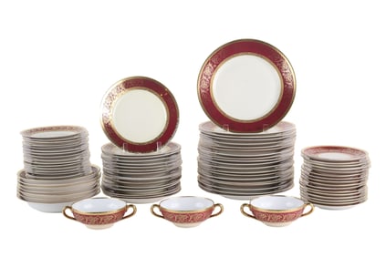 Holzner Karlesbad Red and Gilt Dinner Service