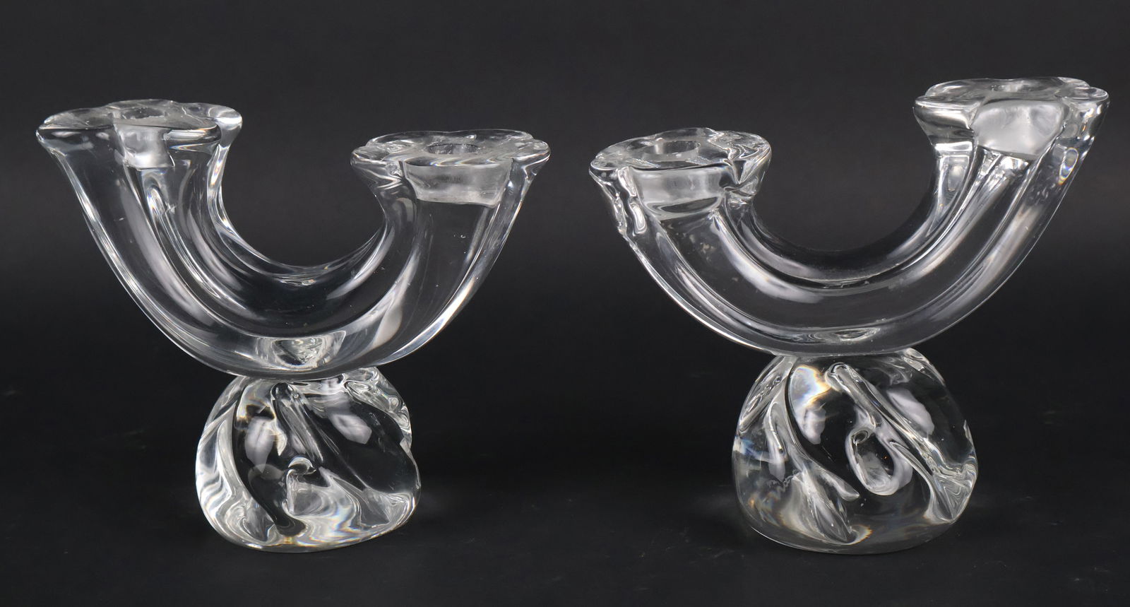 Pair of Colorless Glass Daum Candlesticks (1 of 9)