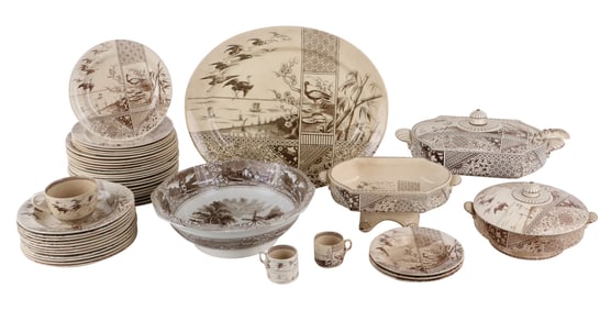 Brownhills Pottery "Kioto" Pattern in Brown Partial Dinner Service