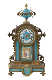 French Porcelain and Gilt Metal Mantel Clock