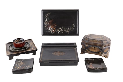 Antique Black Lacquer Lap Desk