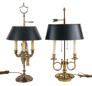 Two Brass Bouillotte Lamps
