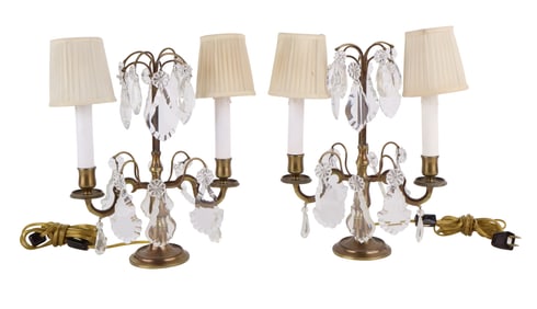 Pair of French Brass Girandole Table Lamps
