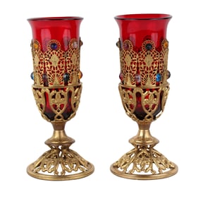 Pair of Brass Church Votive Stand