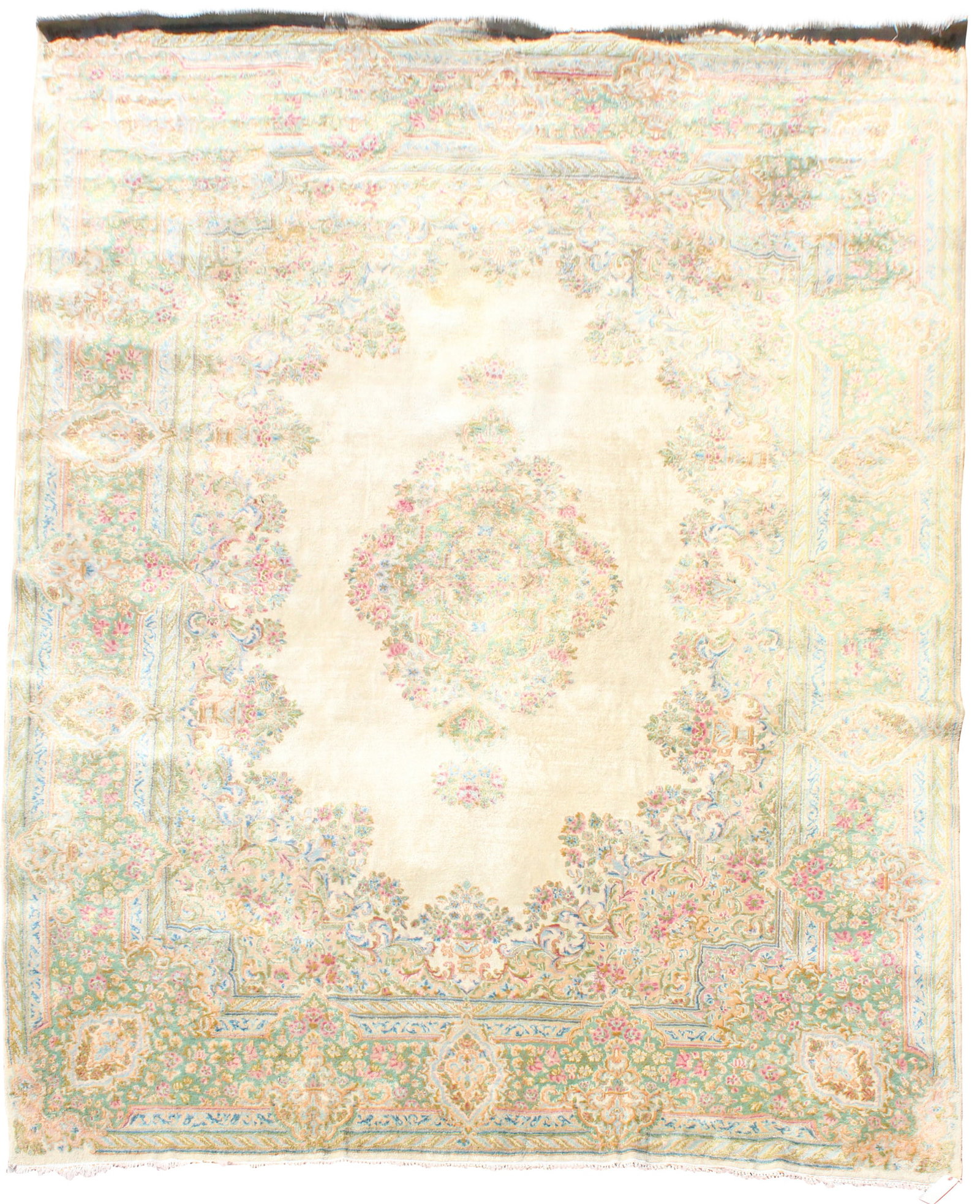 Kerman Carpet: Kerman Carpet Southeast Iran, 2nd half 20th Century Stains 13’6”l x 9’8”w