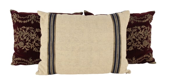 Three Metal Threaded Throw Pillows