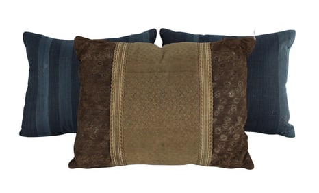 Two Chinese Indigo Dyed Throw Pillows