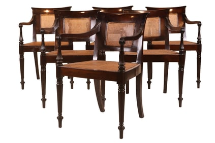 Six Colonial Regency Style Mahogany Armchairs