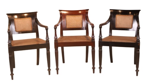 Three Colonial Regency Style Mahogany Armchairs