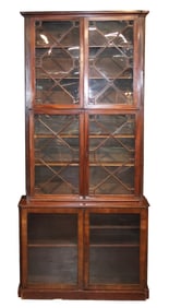 George III Style Mahogany Three Part Bookcase