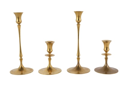 Two Pairs of Ted Muehling for E.R. Butler & Co. Brass Candlesticks