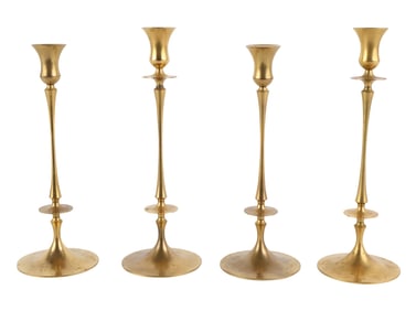 Two Pairs of Ted Muehling for E.R. Butler & Co. Brass Candlesticks