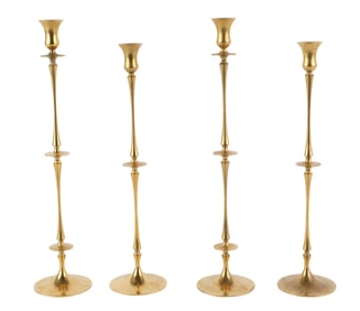 Two Pairs of Ted Muehling for E.R. Butler & Co. Brass Candlesticks