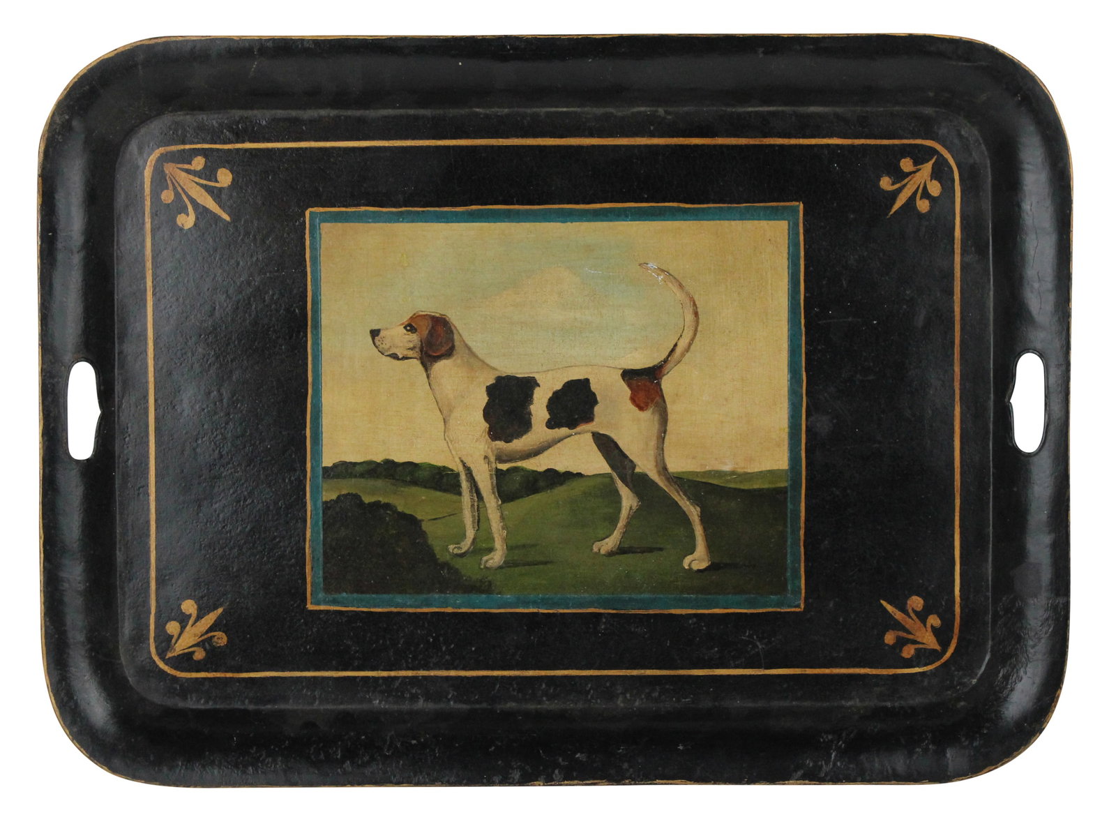 Painted Tole Tray, Foxhound Decorated (1 of 7)