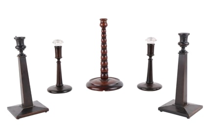 Five Wood Candlesticks