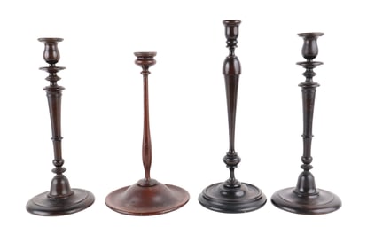 Four Stained Wood Candlesticks