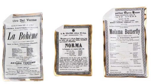 Three Piero Fornasetti Opera Porcelain Ashtrays