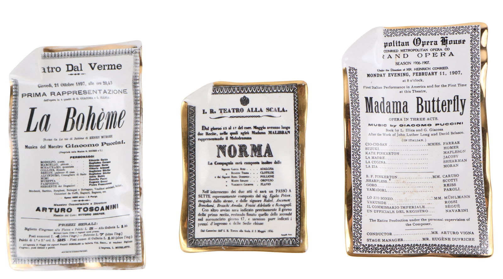 Three Piero Fornasetti Opera Porcelain Ashtrays (1 of 14)