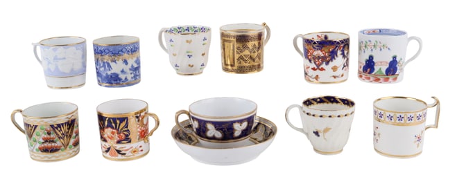 Eleven Parcel-Gilt Porcelain Teacups