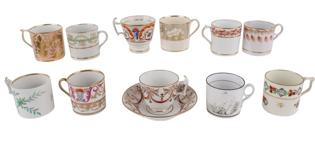 Eleven Parcel-Gilt Porcelain Teacups