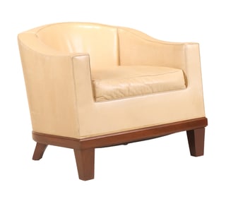 After Jacques Ruhlman Beige Upholstered Club Chair