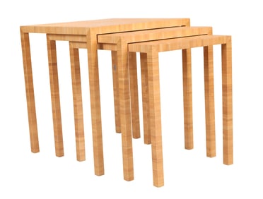 Ateliers Lison de Caunes Straw Marquetry Nesting Tables