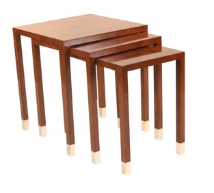 Set of Three Modern Mahogany Nesting Tables