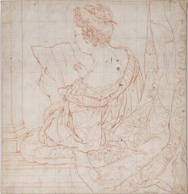 After Antoine Watteau, French 1684-1721, Woman Reading, Pencil