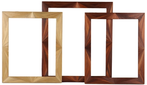Three Lison de Caunes Straw Marquetry Frames