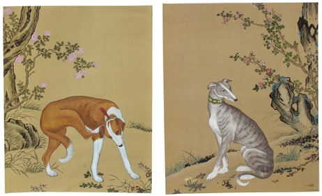 Two Chinese Paintings of Dogs