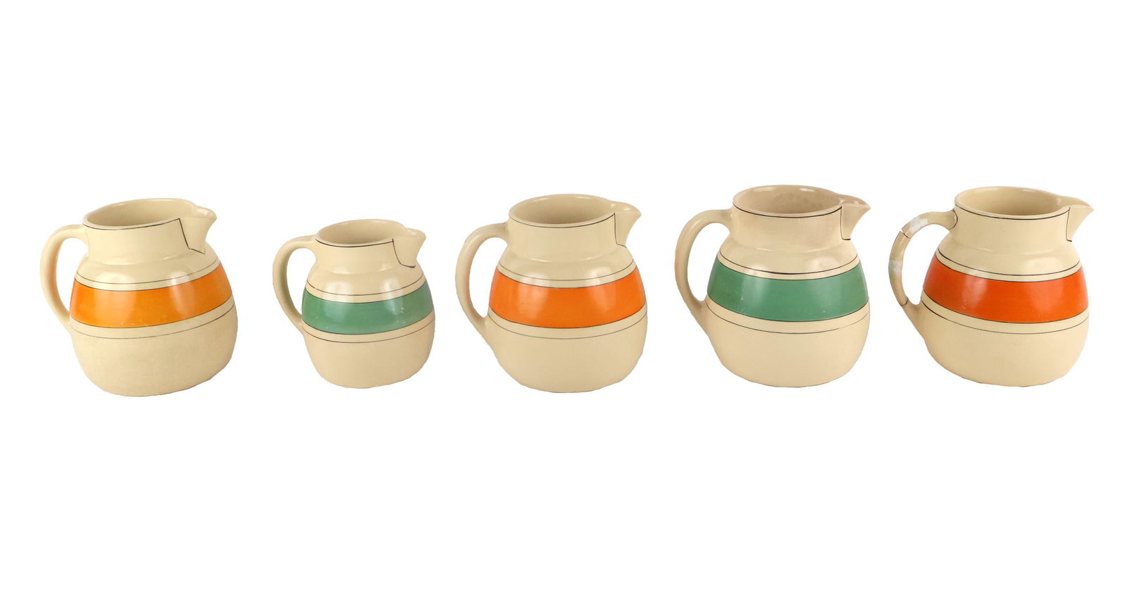 Five Roseville Porcelain Banded Pitchers (1 of 10)