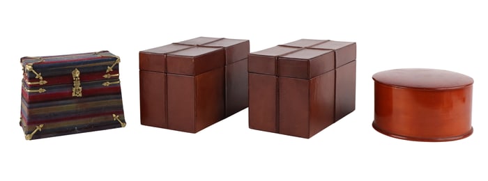 Pair of Leather Covered Boxes